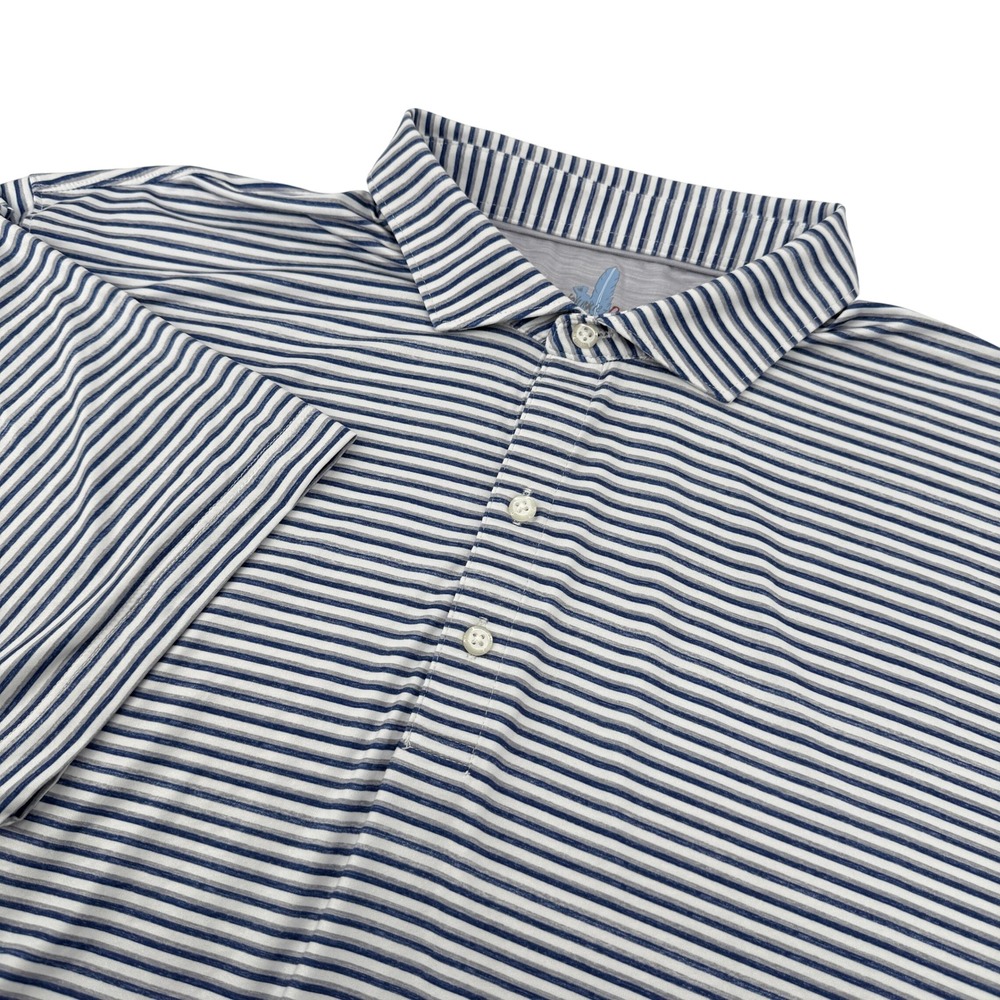 Johnnie-O Warwick Striped Featherweight Performance Polo Blue‎ Gray Men XL Logo